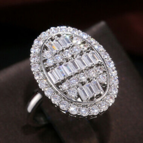 925 Sterling Silver White Sapphire Wedding Ring - Picture 3 of 4